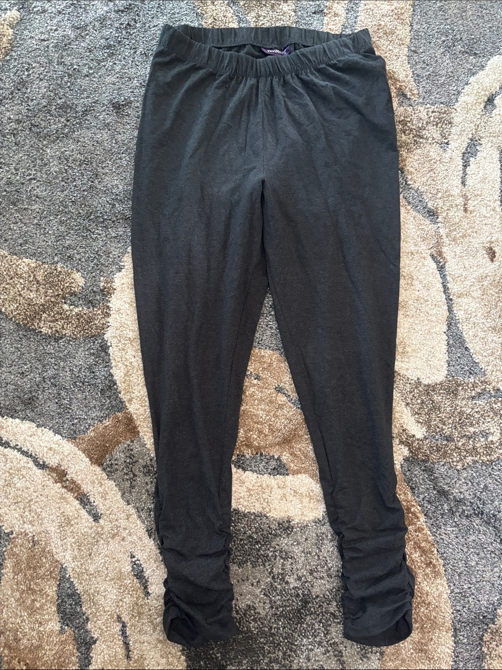 Roaman's Black Leggings with Ruched Ankles